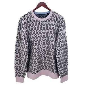 Greyson Pink Black Golf Club Wool Cashmere Golf Sweater Mens Large